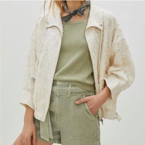 Anthropologie Bomber Jacket - NWT - XL - White/Cream